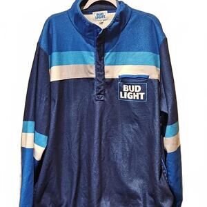 Bud Light  1/4 Snap Mens XXL Fleece Pullover Rep Blue White